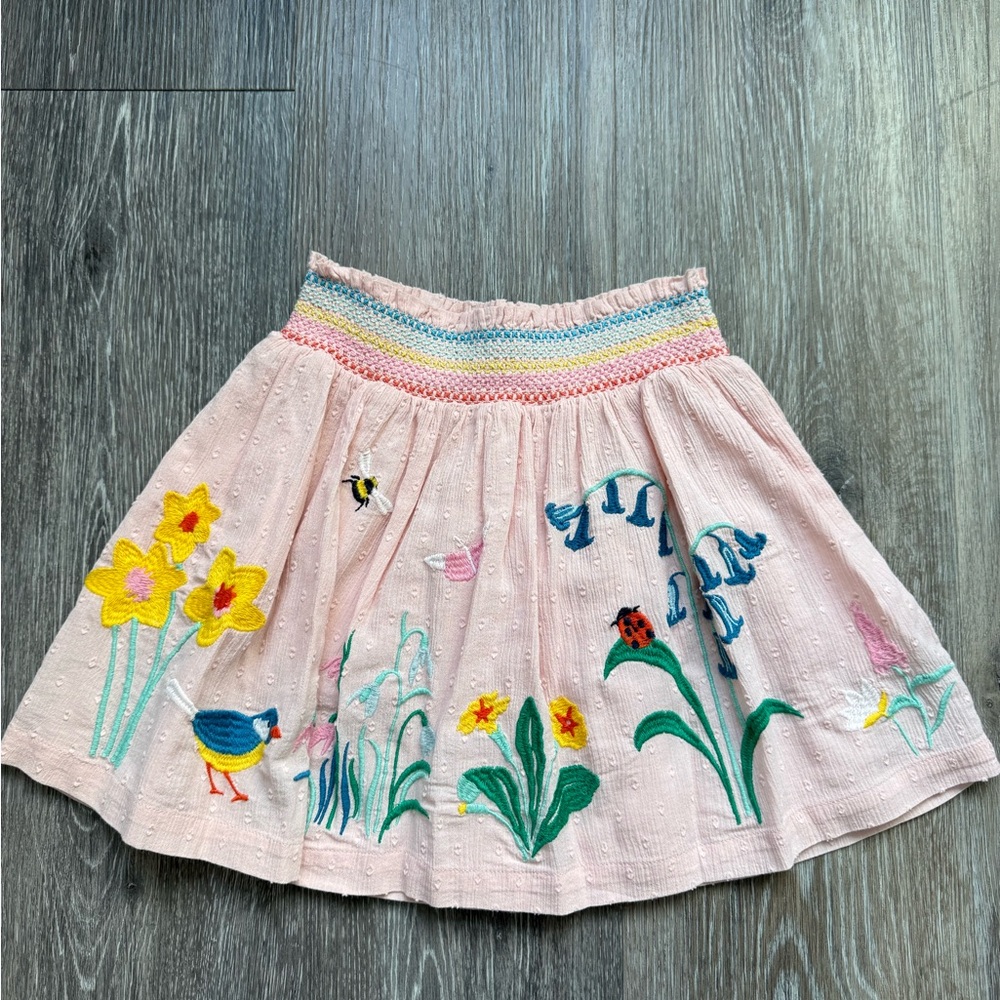 EUC Mini Boden Pink Skirt with Embroidery